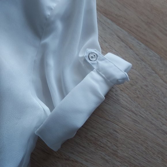 NWoT Lady Ribbon Embroidered Floral Layered Shirt Mini Dress Button White - Picture 12 of 13